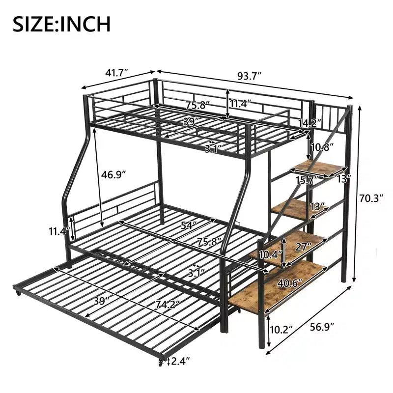 Farmhouse Wooden Bed with Headboard