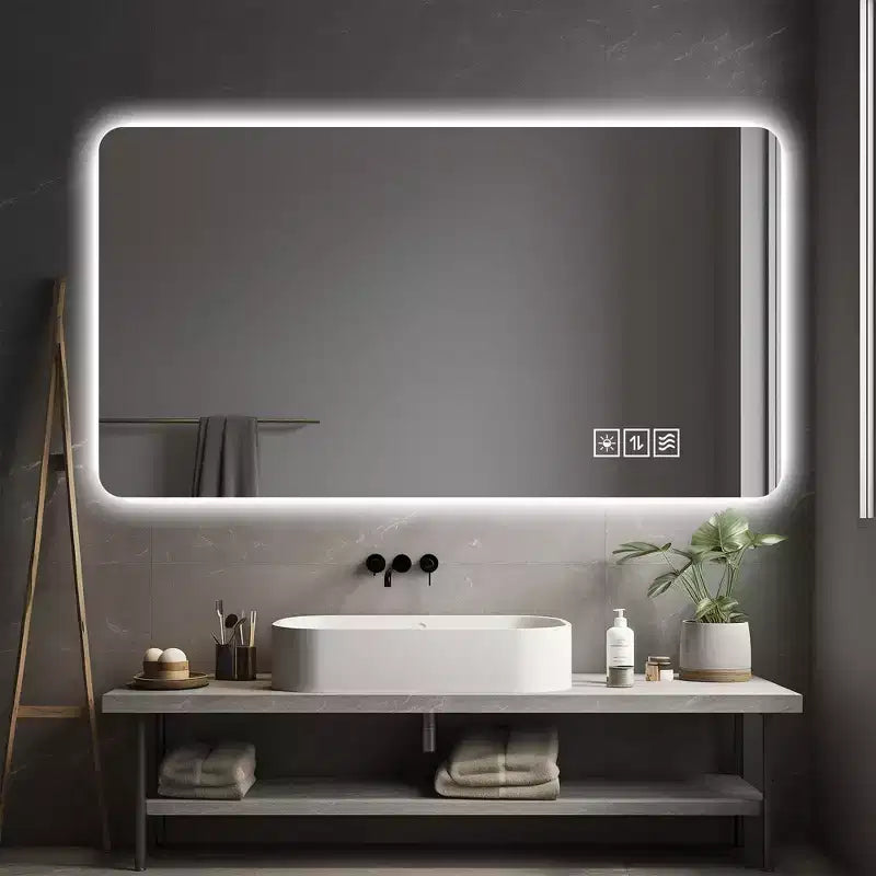 Miroir Mural de Salle de Bain Tactile Sans Cadre avec Fonction Anti-Buée