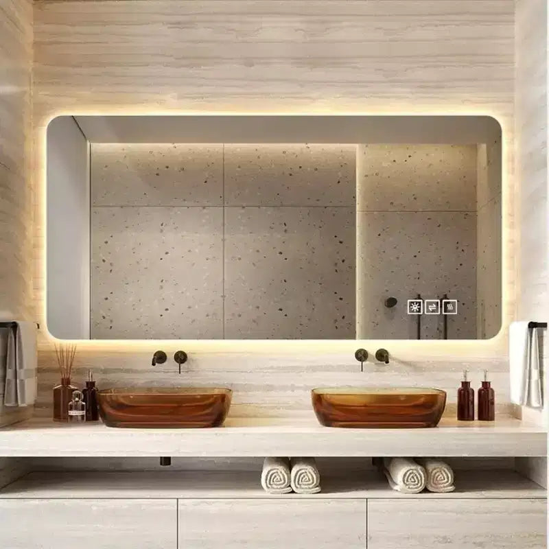 Miroir Mural de Salle de Bain Tactile Sans Cadre avec Fonction Anti-Buée