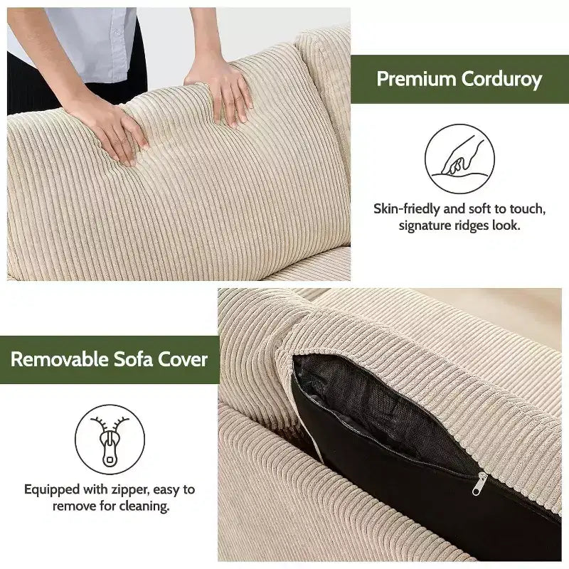 Canapé causeuse 68", petit canapé moderne du milieu du siècle pour salon, 2 places en tissu de lin avec coussin profond et cadre en bois massif