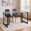 Table à manger en verre et métal noir et transparent de 55 po