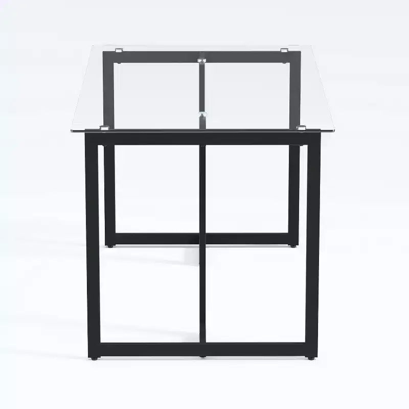 Table à manger en verre et métal noir et transparent de 55 po