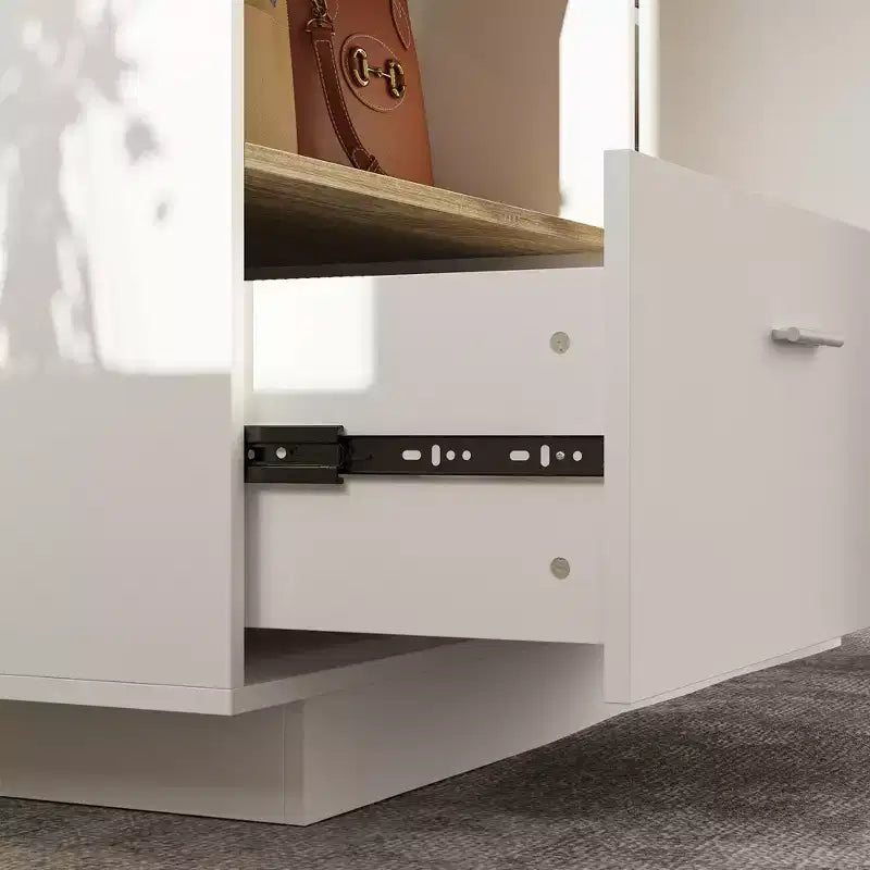 Meuble-lavabo moderne avec étagères réglables, armoire à chaussures avec rabat latéral, coiffeuse pour entrée et chambre