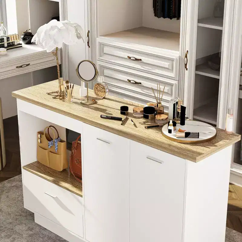 Meuble-lavabo moderne avec étagères réglables, armoire à chaussures avec rabat latéral, coiffeuse pour entrée et chambre