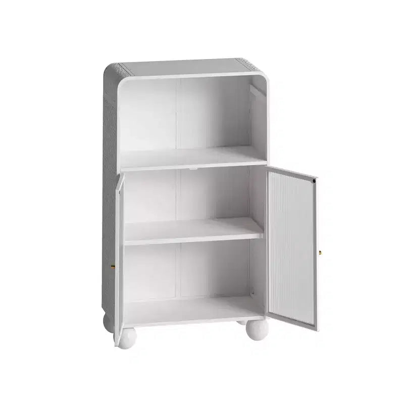 Meuble de rangement de salle de bain de 114,8 cm avec porte en verre trempé, autoportant avec 2 portes et 1 étagère ouverte pour cuisine et salle de bain
