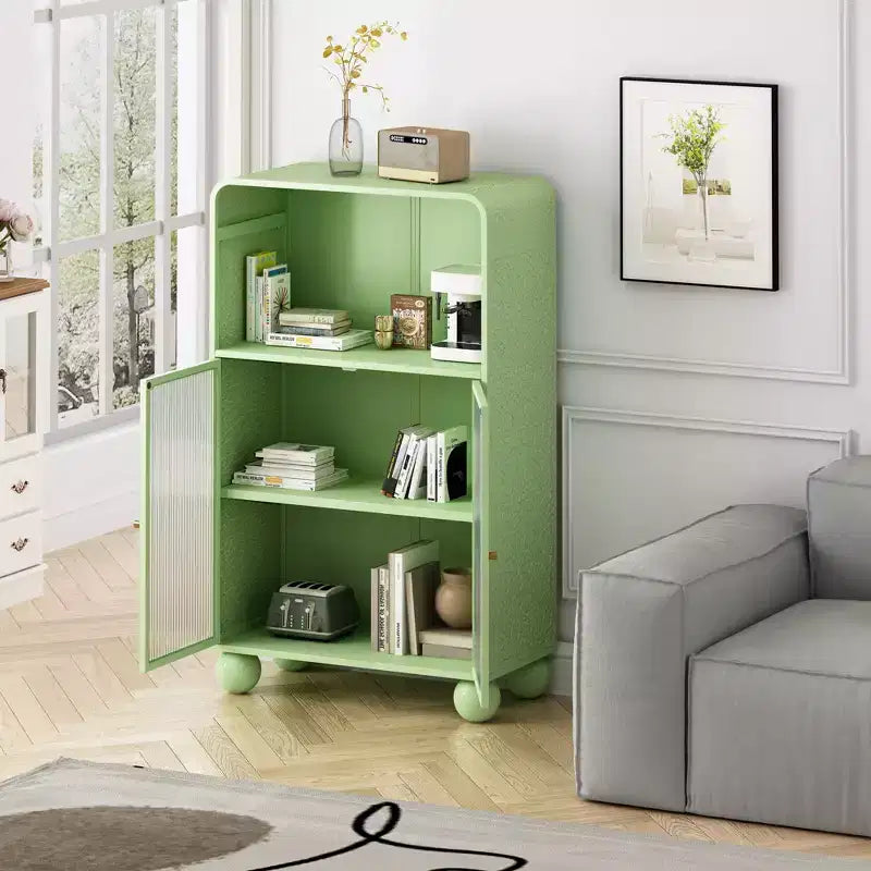 Meuble de rangement de salle de bain de 114,8 cm avec porte en verre trempé, autoportant avec 2 portes et 1 étagère ouverte pour cuisine et salle de bain