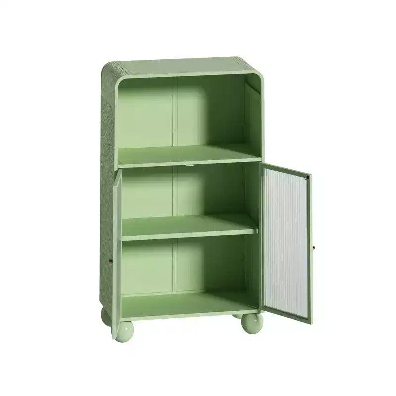 Meuble de rangement de salle de bain de 114,8 cm avec porte en verre trempé, autoportant avec 2 portes et 1 étagère ouverte pour cuisine et salle de bain