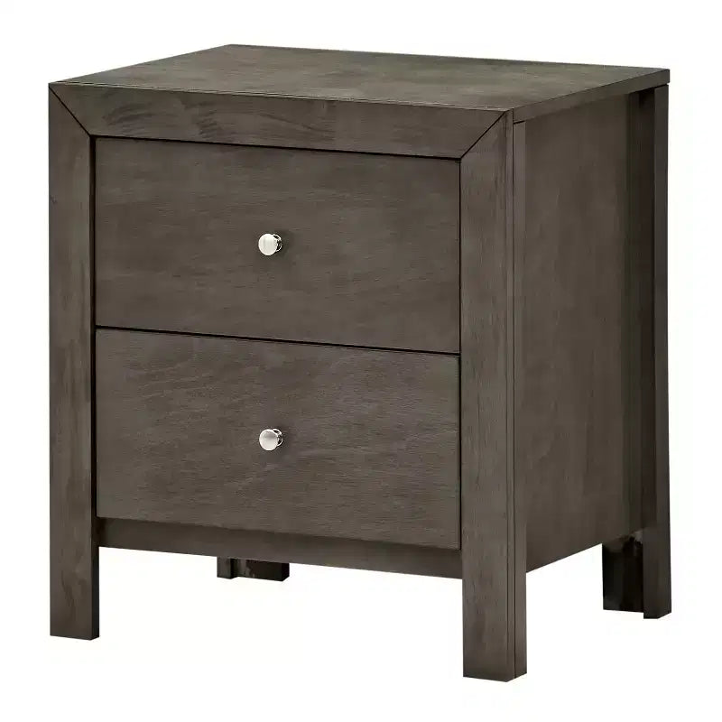 Table de chevet grise 63,5x55,9x43,2 cm avec deux tiroirs spacieux, table de chevet compacte pour le rangement de la chambre