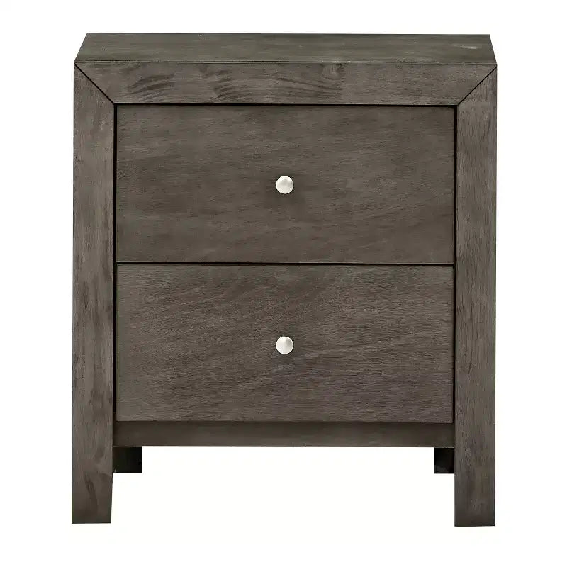 Table de chevet grise 63,5x55,9x43,2 cm avec deux tiroirs spacieux, table de chevet compacte pour le rangement de la chambre