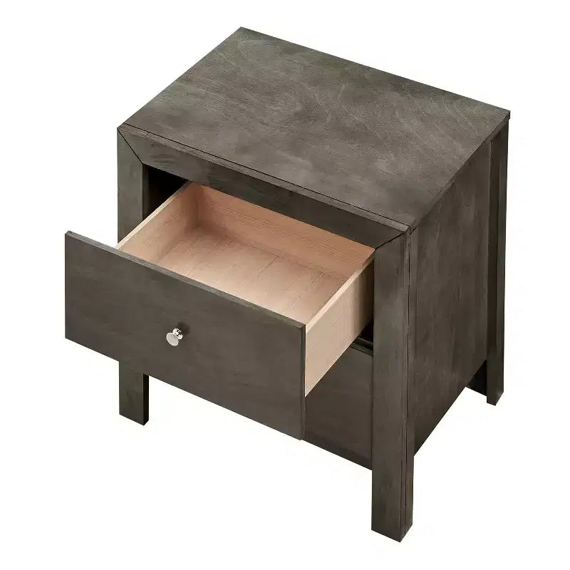 Table de chevet grise 63,5x55,9x43,2 cm avec deux tiroirs spacieux, table de chevet compacte pour le rangement de la chambre