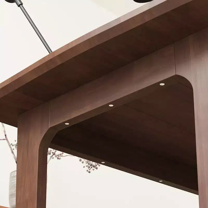 Bureau classique en bois d'hévéa avec grande surface, style rustique fermier, table polyvalente pour salon, bureau ou chambre