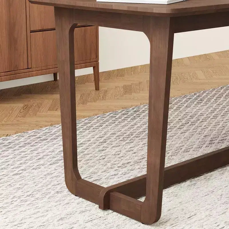 Bureau classique en bois d'hévéa avec grande surface, style rustique fermier, table polyvalente pour salon, bureau ou chambre