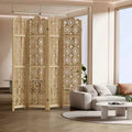 Paravent pliant en bois 160x170cm, Séparateur de pièce autoportant pour intérieur, 4 panneaux, Marron