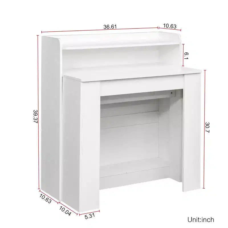 Table de salle à manger moderne multifonctionnelle de 241 cm, extensible et pliable avec espace de rangement pour salon ou salle à manger, blanc
