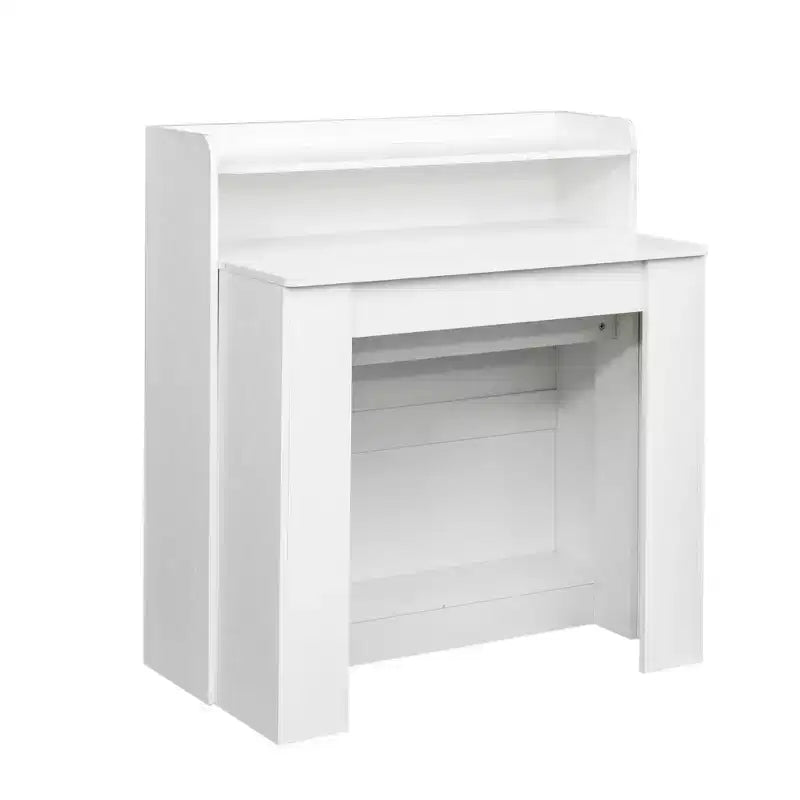 Table de salle à manger moderne multifonctionnelle de 241 cm, extensible et pliable avec espace de rangement pour salon ou salle à manger, blanc