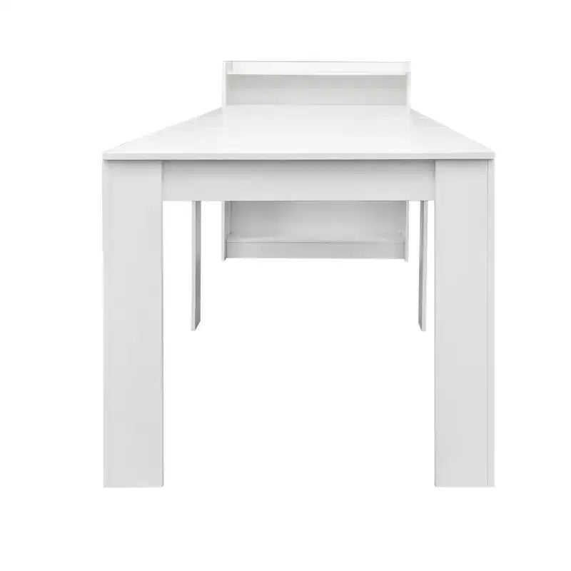 Table de salle à manger moderne multifonctionnelle de 241 cm, extensible et pliable avec espace de rangement pour salon ou salle à manger, blanc