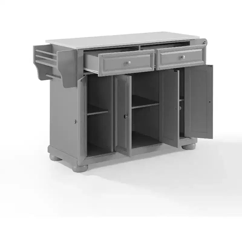Îlot de cuisine en métal de 36" avec 3 portes et 3 étagères