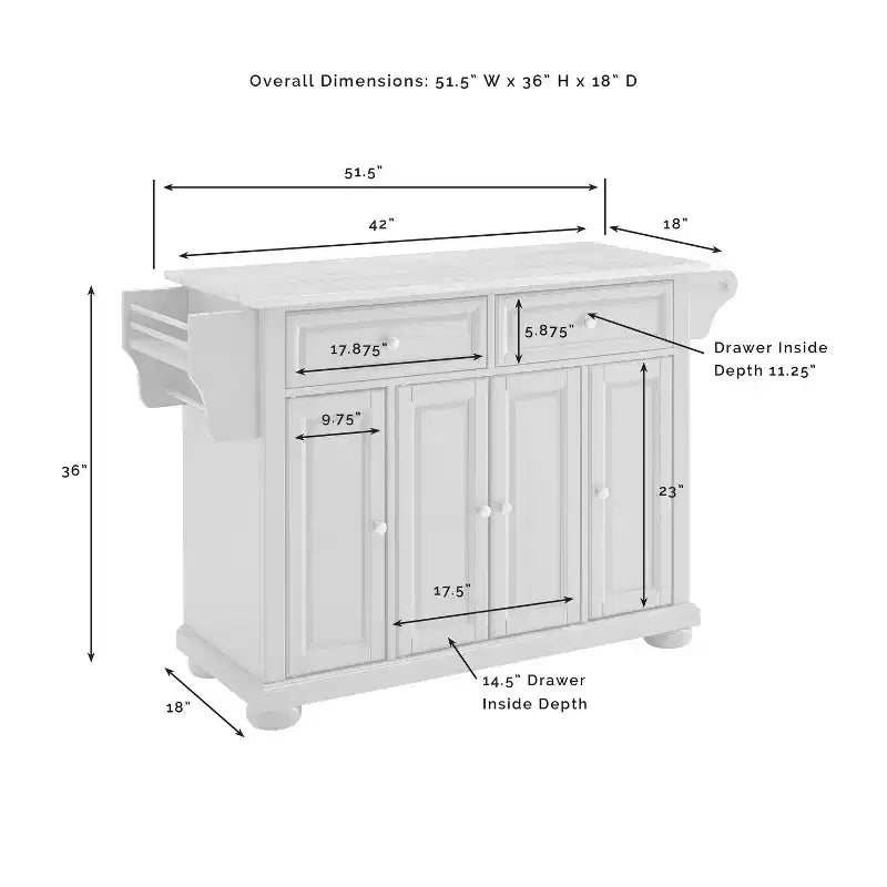 Îlot de cuisine en métal de 36" avec 3 portes et 3 étagères