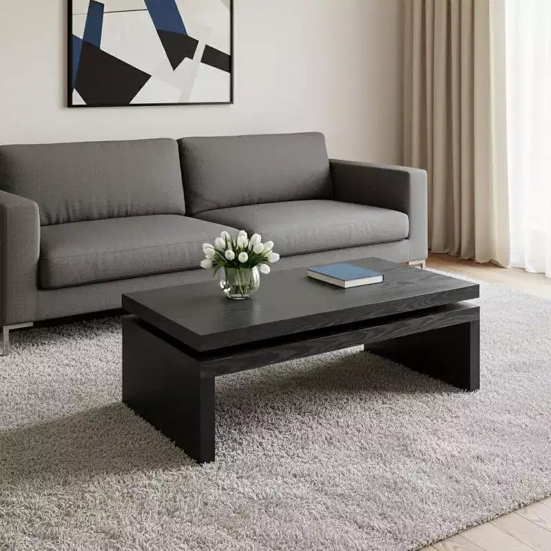 Table basse flottante en bois noir 48 po