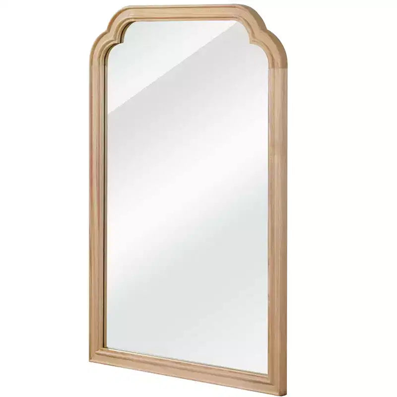 Miroir décoratif en bois massif couleur bois naturel, 61 x 91 cm, coins arrondis, pour chambre, salle de bain, salon, entrée