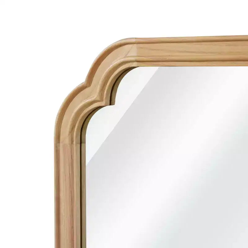 Miroir décoratif en bois massif couleur bois naturel, 61 x 91 cm, coins arrondis, pour chambre, salle de bain, salon, entrée