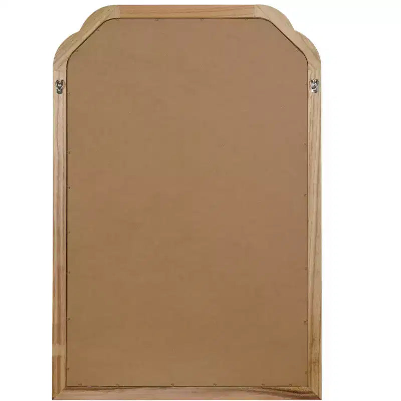Miroir décoratif en bois massif couleur bois naturel, 61 x 91 cm, coins arrondis, pour chambre, salle de bain, salon, entrée