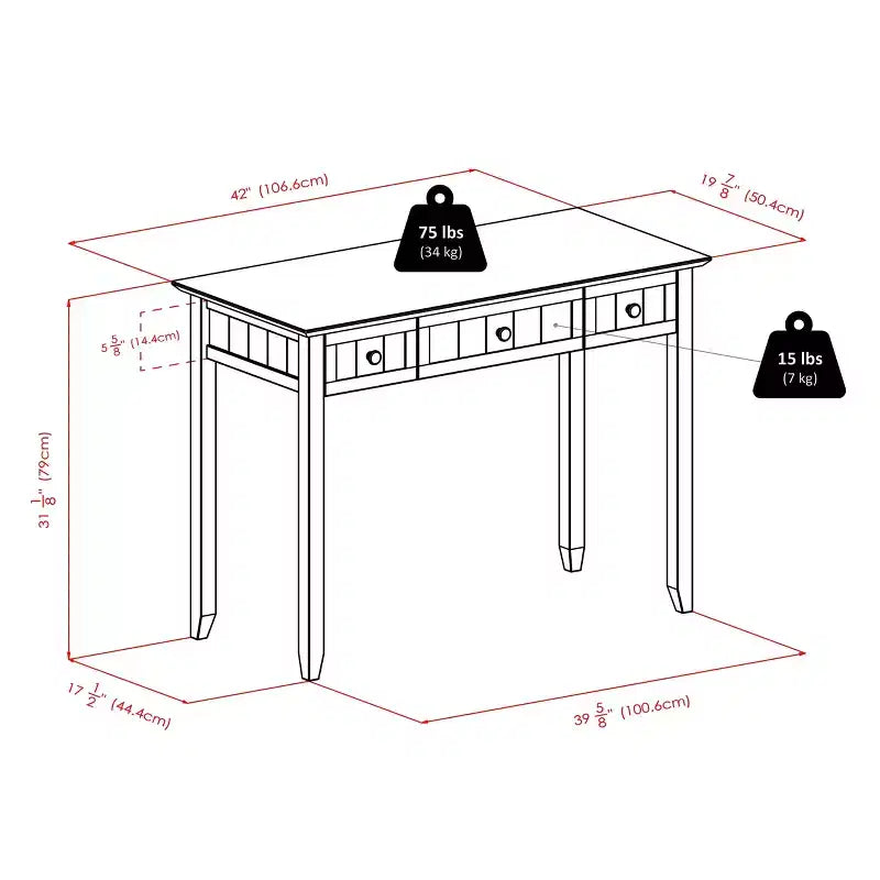Bureau d'ordinateur brun de 76 cm avec étagère de rangement ouverte, panneau de particules
