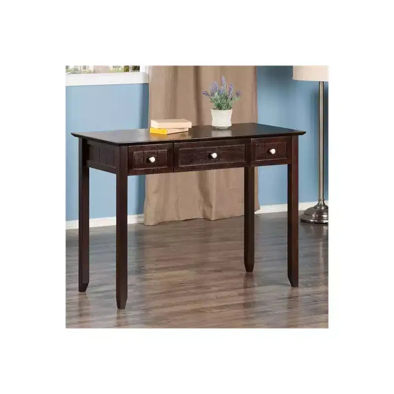 Bureau d'ordinateur brun de 76 cm avec étagère de rangement ouverte, panneau de particules