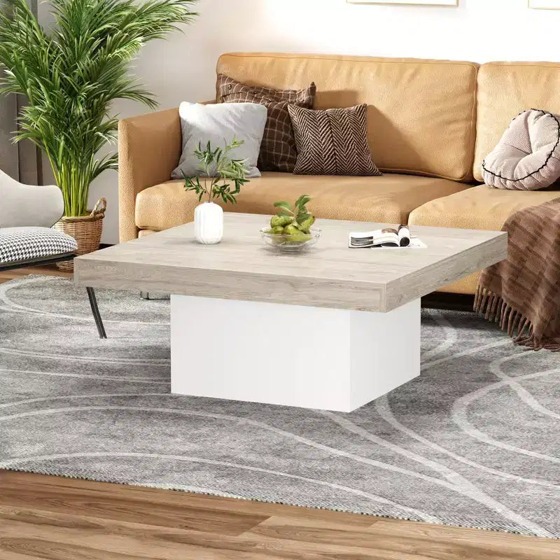 Table basse carrée de 89 cm, style moderne pour bureau à domicile, appartement ou salon de lecture, facile à monter