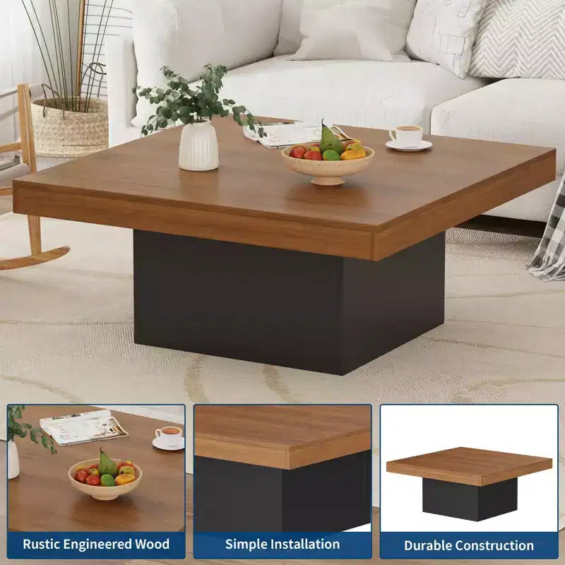 Table basse carrée de 89 cm, style moderne pour bureau à domicile, appartement ou salon de lecture, facile à monter