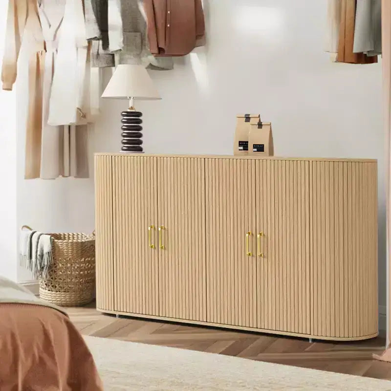 Bahut cannelé avec étagères réglables, buffet de rangement, pour salon ou cuisine