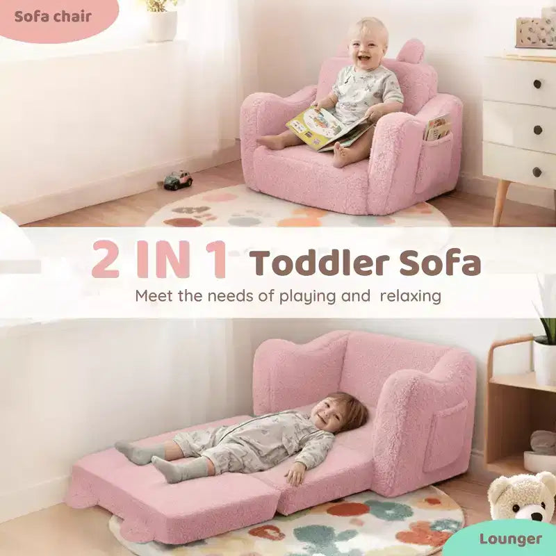 Mini-canapé pour tout-petits, canapé-lit pliant 2-en-1 pour bébé pour salle de jeux