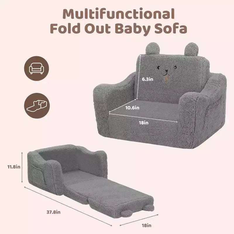 Mini-canapé pour tout-petits, canapé-lit pliant 2-en-1 pour bébé pour salle de jeux