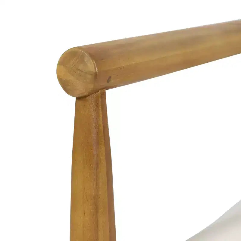 Fauteuil d'appoint en bois d'acacia avec assise et dossier rembourrés, naturel