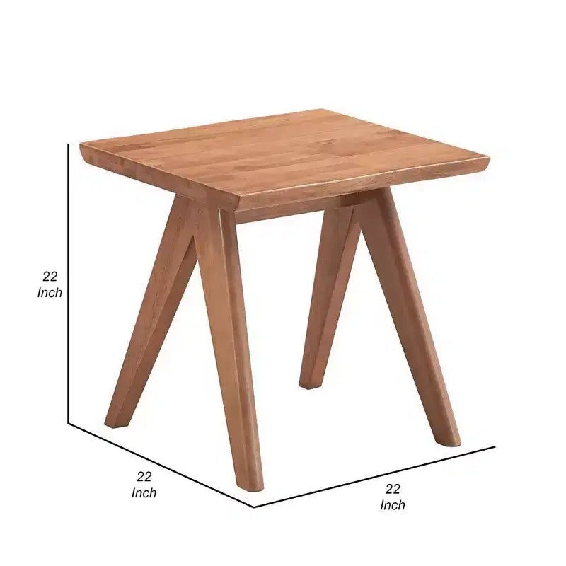 Table d'appoint latérale de 22 po avec pieds inclinés, finition bois naturel marron