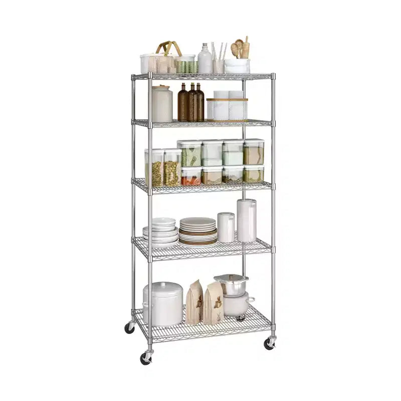 Étagère métallique à 5 niveaux certifiée NSF, 91 cm (L) x 61 cm (P) x 190,5 cm (H)