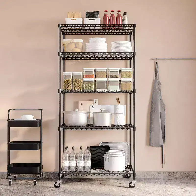 Étagère métallique à 5 niveaux certifiée NSF, 91 cm (L) x 61 cm (P) x 190,5 cm (H)