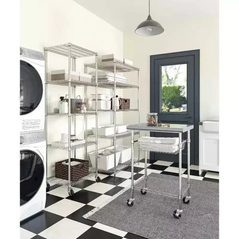 Étagère métallique à 5 niveaux certifiée NSF, 91 cm (L) x 61 cm (P) x 190,5 cm (H)