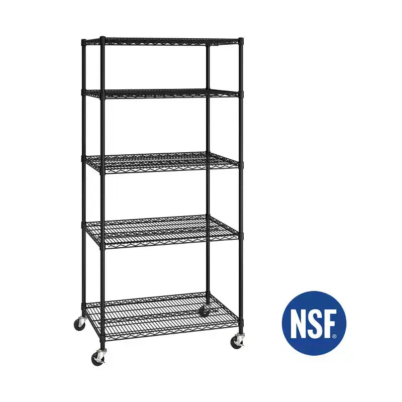 Étagère métallique à 5 niveaux certifiée NSF, 91 cm (L) x 61 cm (P) x 190,5 cm (H)