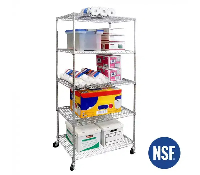 Étagère métallique à 5 niveaux certifiée NSF, 91 cm (L) x 61 cm (P) x 190,5 cm (H)