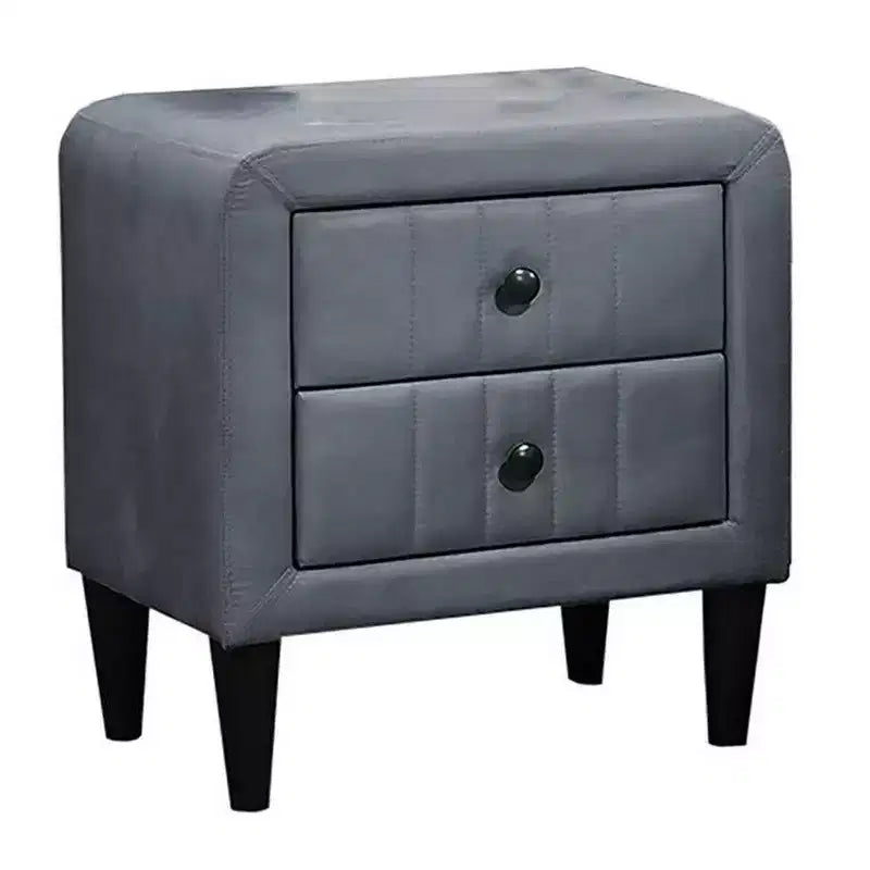 Table de chevet à 2 tiroirs, 56 cm, rembourrée en velours gris foncé