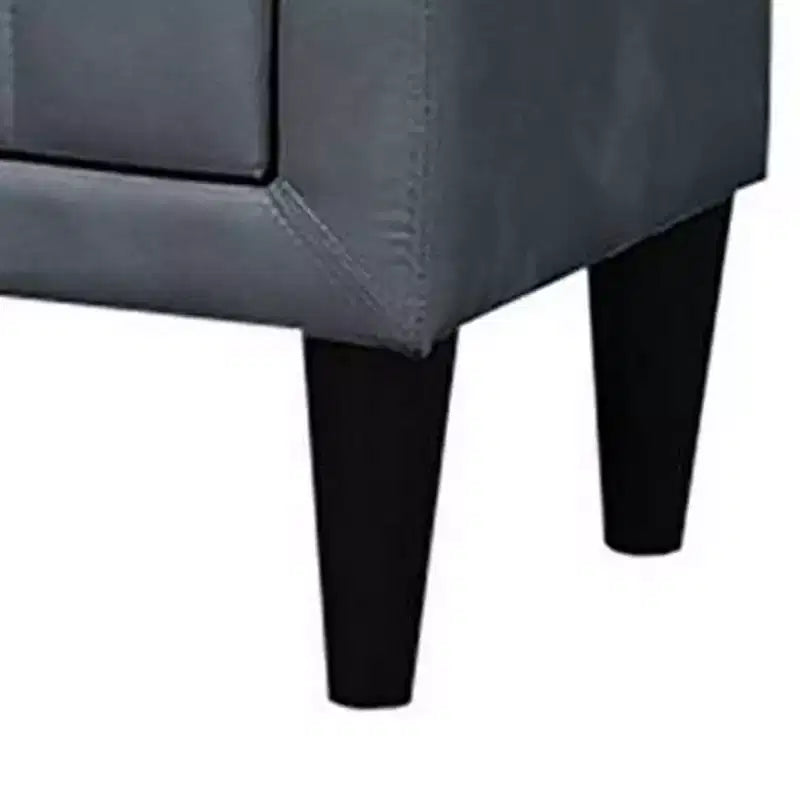 Table de chevet à 2 tiroirs, 56 cm, rembourrée en velours gris foncé