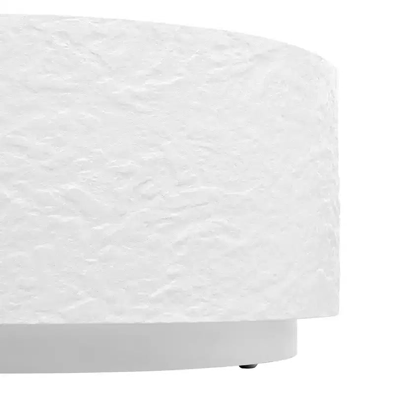 Table basse ronde en imitation pierre, blanc, aucun assemblage requis