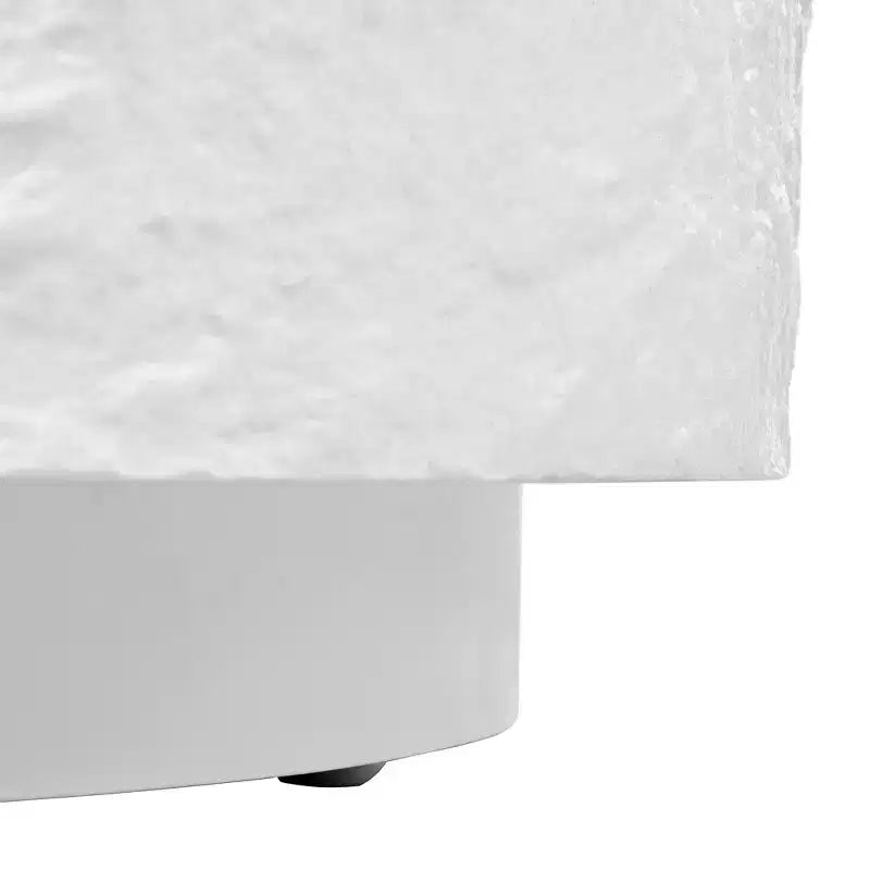 Table basse ronde en imitation pierre, blanc, aucun assemblage requis