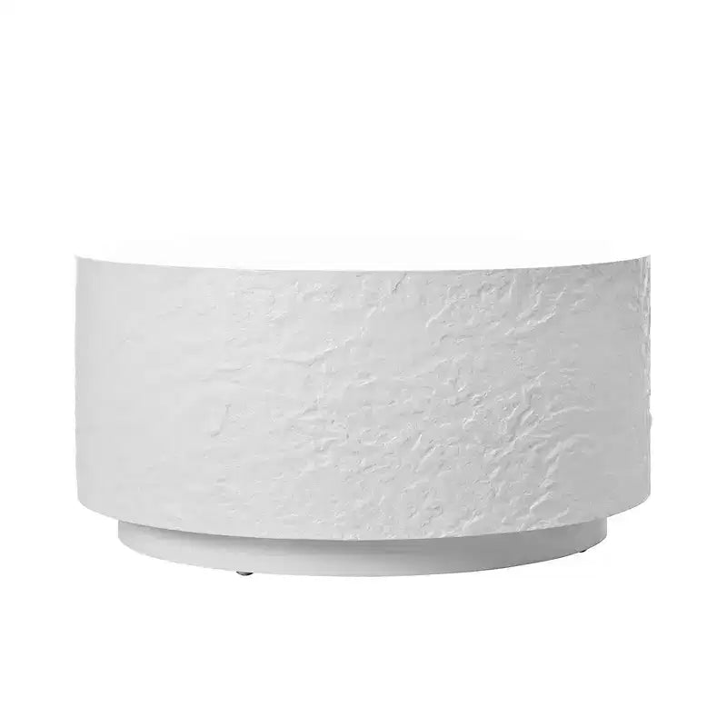 Table basse ronde en imitation pierre, blanc, aucun assemblage requis