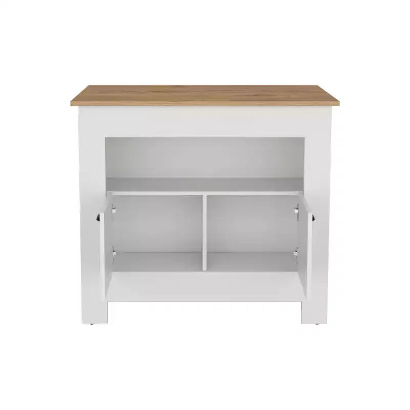 Îlot de cuisine minimaliste avec grand rangement, 2 portes et 3 étagères, organisateur de comptoir pour salle à manger