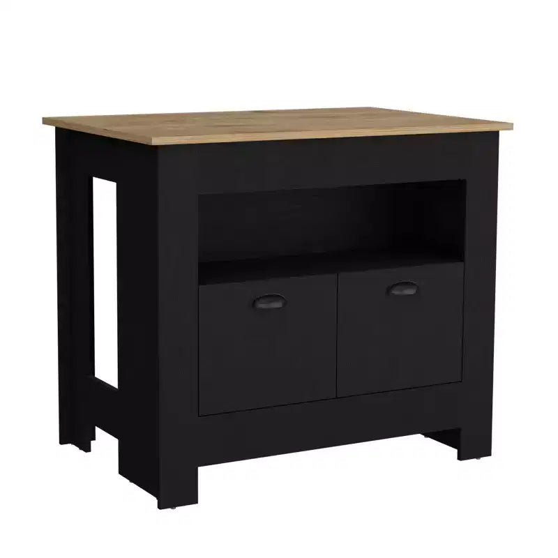 Îlot de cuisine minimaliste avec grand rangement, 2 portes et 3 étagères, organisateur de comptoir pour salle à manger