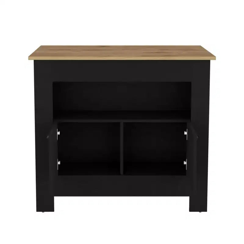 Îlot de cuisine minimaliste avec grand rangement, 2 portes et 3 étagères, organisateur de comptoir pour salle à manger