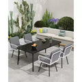 Lot de 4 chaises de patio avec cadre en métal noir, rotin tressé blanc et coussins pour jardin, balcon, patio, arrière-cour