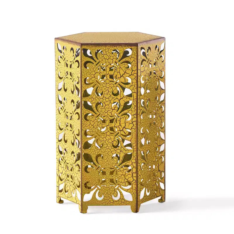 Iron Living Room Side Table,Outdoor Side Table, Modern Hexagonal Patio End Table,